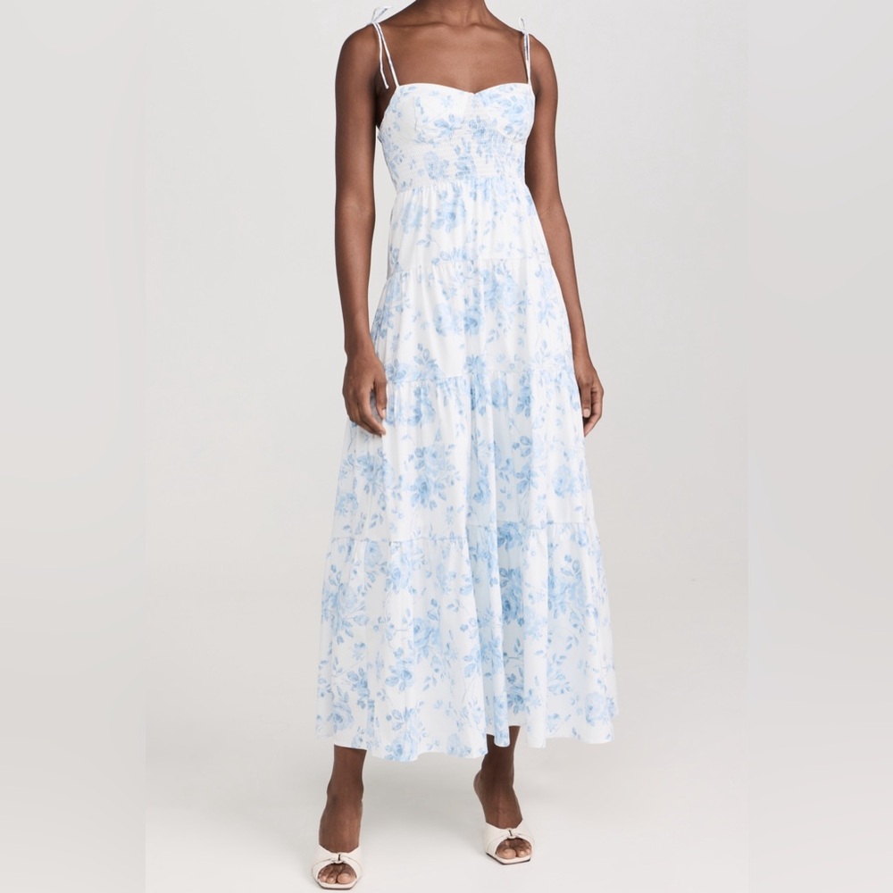 WAYF Midi Dress- Blue/White